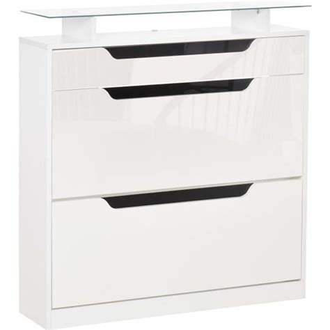 HOMCOM Armoire à Chaussures avec 2 tiroirs rabattables tiroir