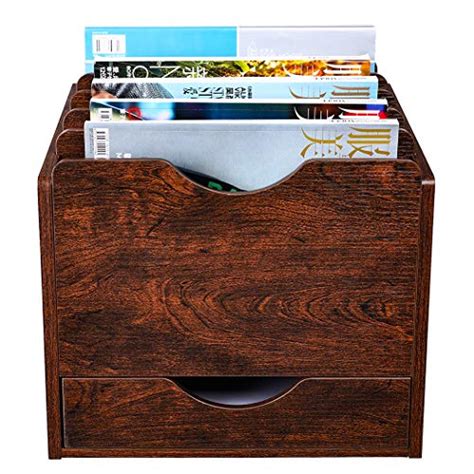 PAG Wood Desktop File Holder Organizer Mail Sorter With Drawer For