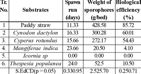 Effect Of Different Substrates On The Sporophore Yield Of Pleurotus