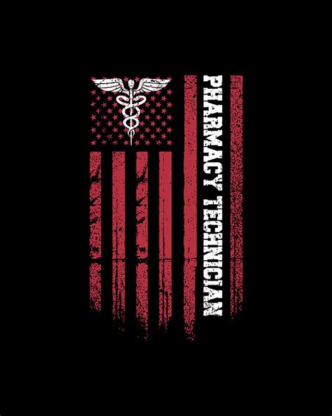 Pharmacy Technician American Flag Patriotic Pharmacist T Digital Art