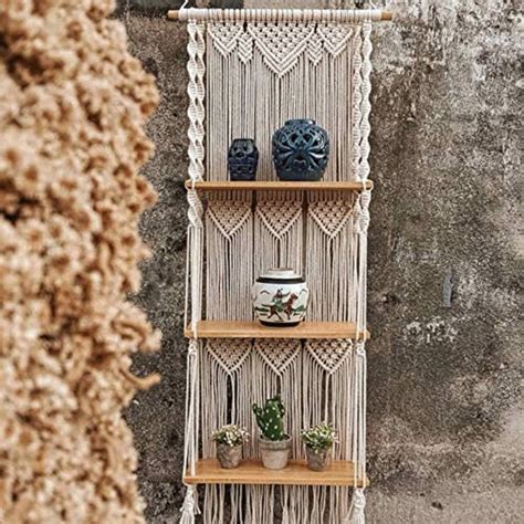 Macrame Wall Hanging Shelf Storage Shelf Planter Floating Etsy