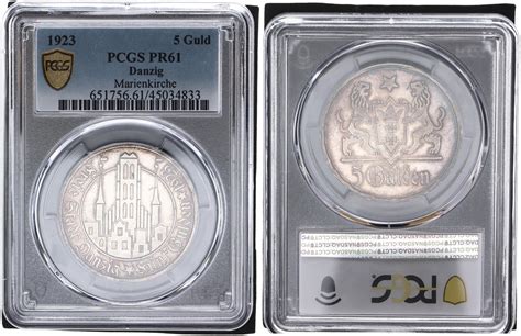 Danzig Polen 5 Gulden 1923 Polierte Platte PCGS Zertifiziert PCGS PR61