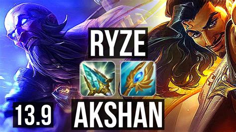 RYZE Vs AKSHAN MID 2 3M Mastery 8 2 9 Godlike KR Diamond 13 9