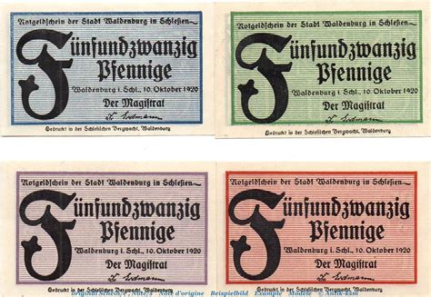 Scheine Kpl X Notgeld Der Stadt Waldenburg Set Mit