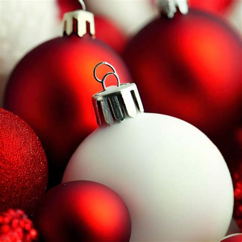 Premium Ai Image Red And White Christmas Baubles