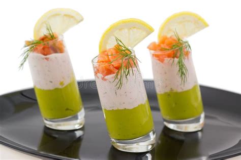 Salmon And Avocado Mousse On White Plate Stock Image Image Of Starter Smoked 27750403