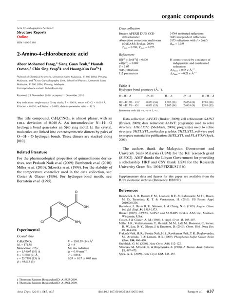 PDF 2 Amino 4 Chlorobenzoic Acid