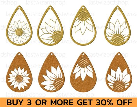 Sunflower Earrings Svg Boho Sunflower Earrings Svg Faux Leather