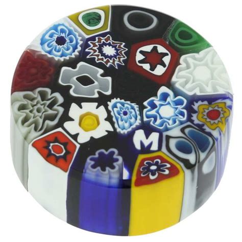 Murano Paperweights Murano Millefiori Round Paperweight Small