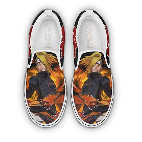 Deidara Akatsuki Naruto Shoes Custom Anime Flat Slip On Sneakers HomeFavo