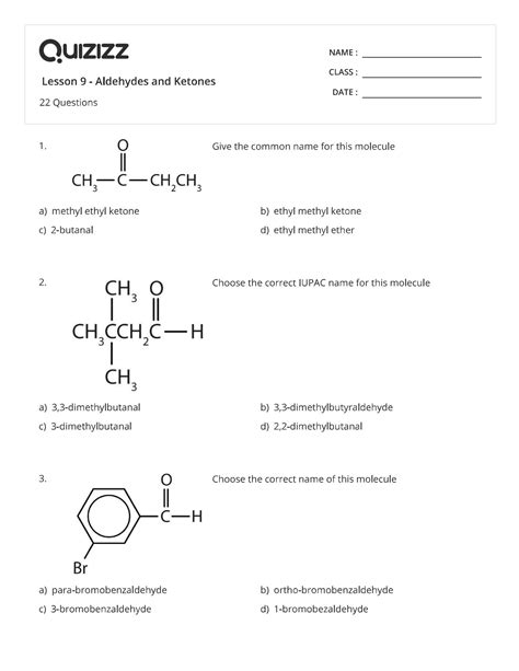 Solution Lesson Aldehydes And Ketones Worksheet Studypool