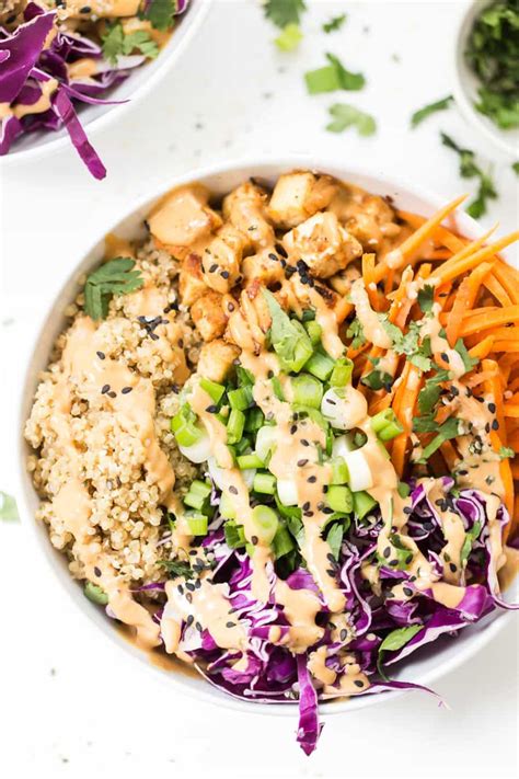 Asian Quinoa Bowls With Peanut Baked Tofu Simply Quinoa