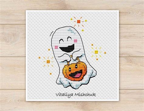 Ghost Cross Stitch Pattern Halloween Cross Stitch Pattern Etsy