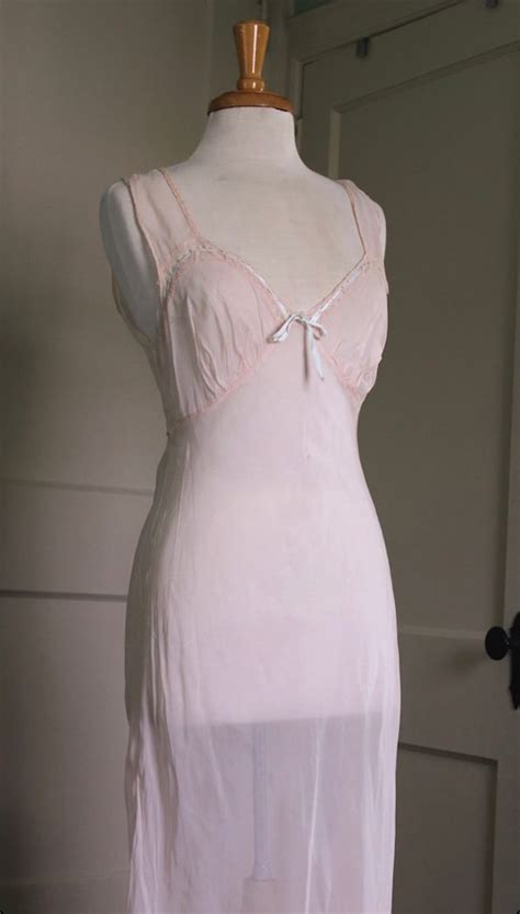 1940s Sheer Bias Cut Slip Dress Gem