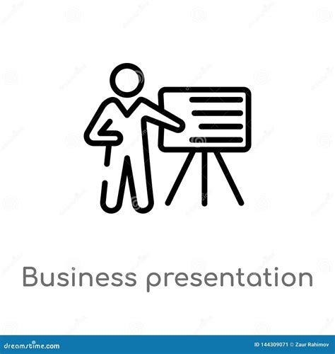 Outline Business Presentation Vector Icon Isolated Black Simple Line