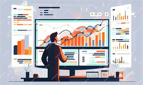 premium ai image  man  front   computer   graph showing