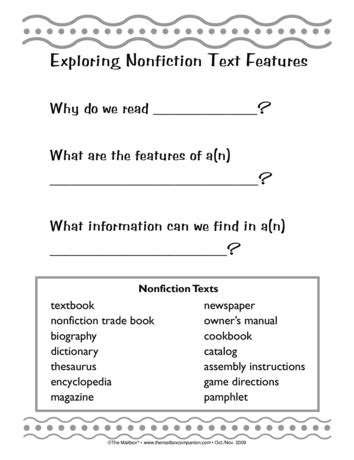 Text Features Learning Worksheet for kids - Worksheets Library