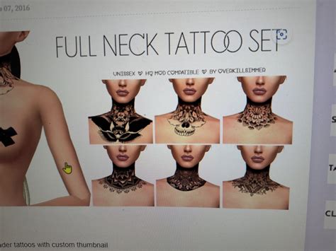 Does anyone have this neck tattoo set : r/sims4cc