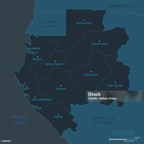 Gabon Map High Detailed Vector Map Of Gabon With Countries Capital ...