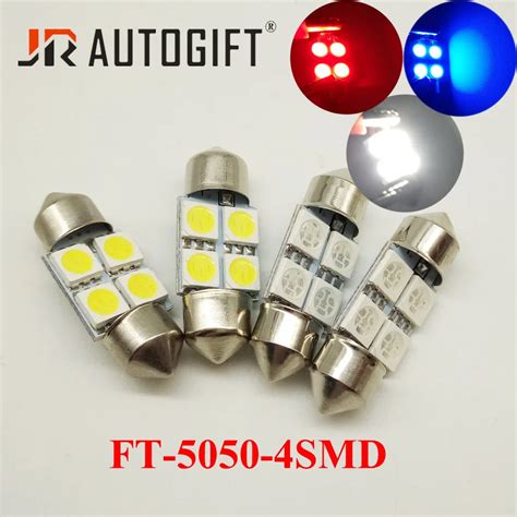 10pcs Festoon 5050 4 Smd 31 36mm Car Led Light 24v 12v White Blue Red