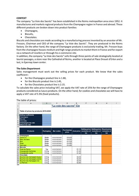 La Voie Sacr Ex Case Study Advanced Excel Neoma Bs Studocu