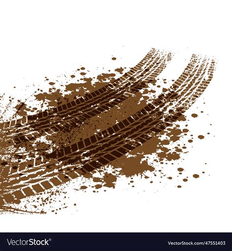 Ink blot brown tire tracks perspective Royalty Free Vector