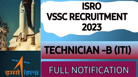 ISRO VSSC RECRUITMENT 2023 NOTIFICATION ITI TECHNICIAN B GOV JOB