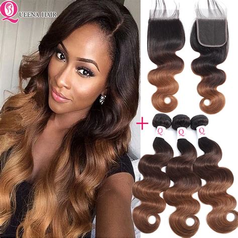 Ombre Bundles With Closure Ombre Body Wave Bundles With Closure 2 3 4