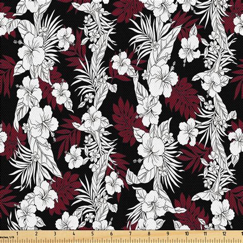 Ambesonne Exotic Fabric By The Yard Flowers Tropical Jungle Art 3