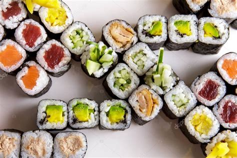 Japanese food maki platter with various of maki sushi — Stock Photo ...