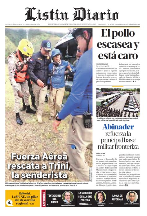 Portada Periódico Listín Diario Martes 09 Julio 2024 Dominicanado