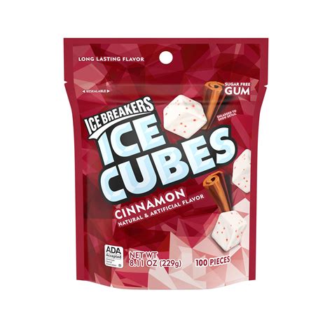 Ice Breakers Ice Cubes Cinnamon Sugar Free Chewing Gum Pouch 811 Oz 100 Pieces