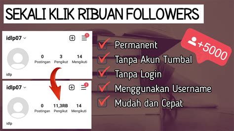 Cara Menambah Followers Instagram Permanent Terbaru Tanpa Login Tanpa