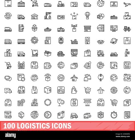 100 Logistics Icons Set Outline Illustration Of 100 Logistics Icons