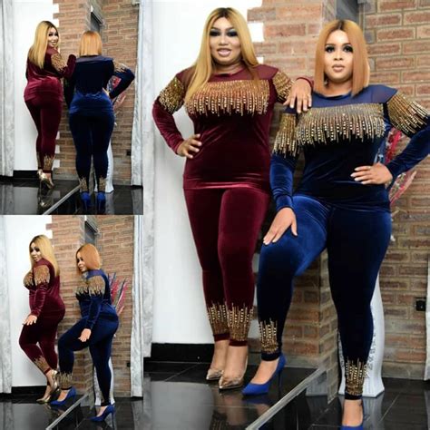 Velvet Tracksuit Women Two Piece Set Autumn Clothes African Style