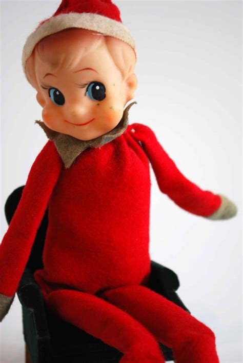 Vintage Elf On A Shelf 1950s Red Felt Cloth Pixie Doll