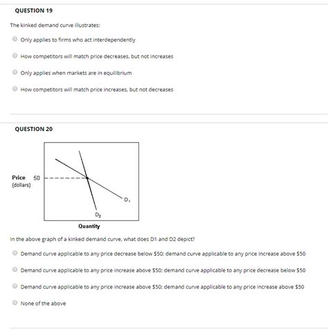 Solved Question 19 The Kinked Demand Curve Illustrates Only