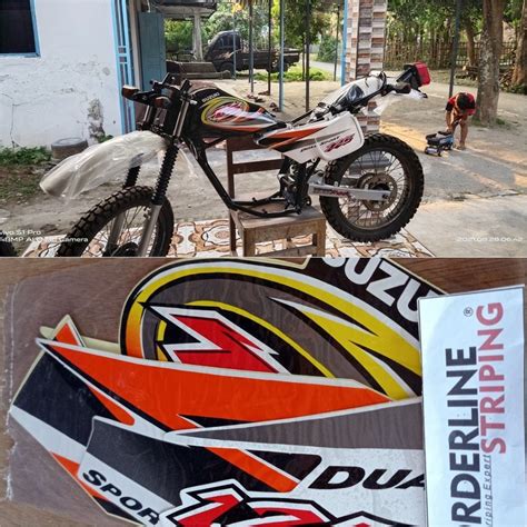 Striping Streeping Decal Dekal Sticker Emblem Logo Motorcycle Suzuki TS