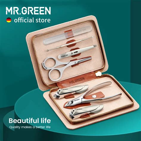 Mr Green Manicure Set With Leather Case In Professional Foot And