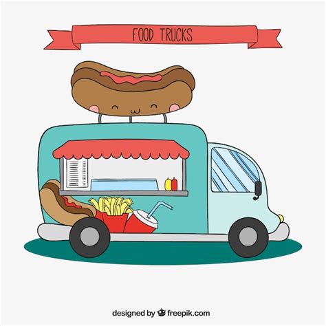 Free Vector Sketchy Hot Dog Truck