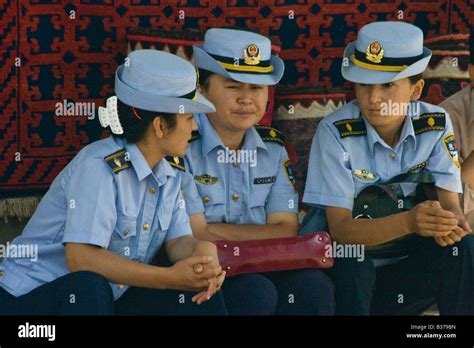 Chinese Police Women in Kashgar in Xinjiang Province China Stock Photo - Alamy