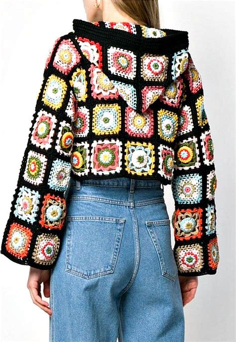 Cropped Jacket With A Hood In Patchwork Style Patchwork Etsy In 2021