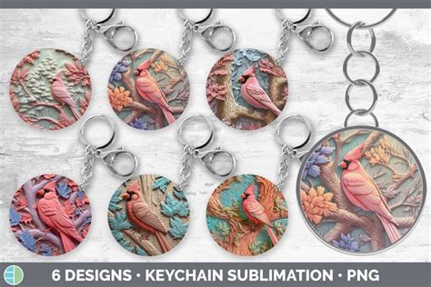 D Cardinal Bird Keychain Sublimation Keyring Designs Bund