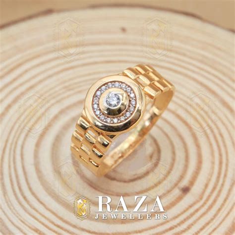 GOLD ROLEX STYLE GENTS RING » Raza Jewellers