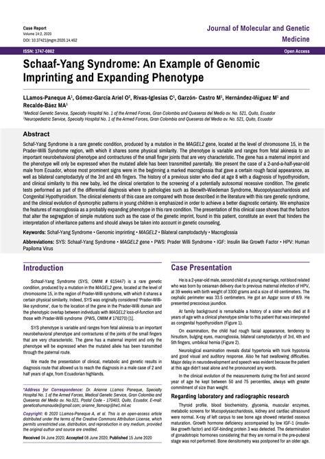 PDF Schaaf Yang Syndrome An Example Of Genomic Imprinting And