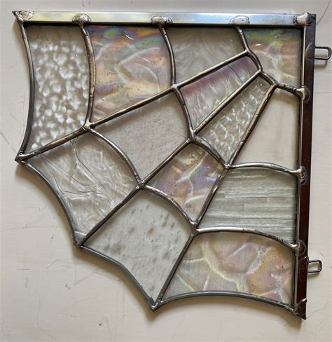 Stained Glass Spider Web Corner Piece Halloween Spider Web Etsy