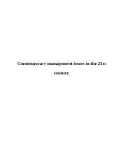 Contemporary Management Issues In The St Century Docx Contemporary