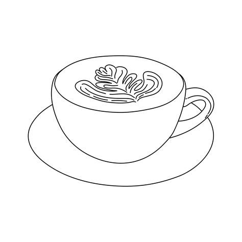 Arte de café con leche en una taza en estilo boceto Ilustración de