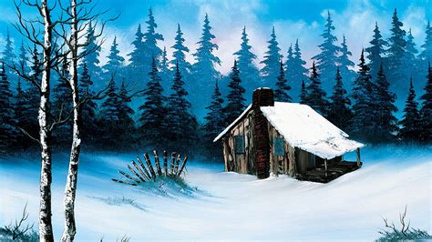 Cabin In The Woods Winter Painting