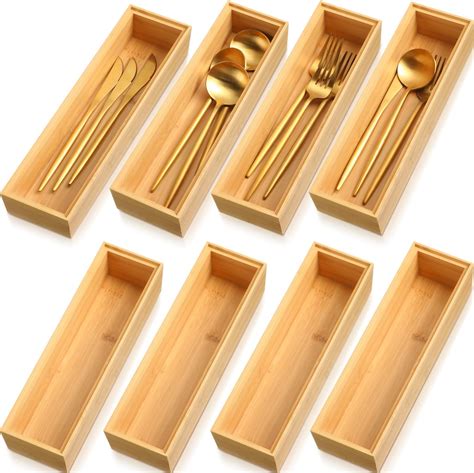 Amazon Kigley Pieces Bamboo Drawer Organizer Kitchen Utensils